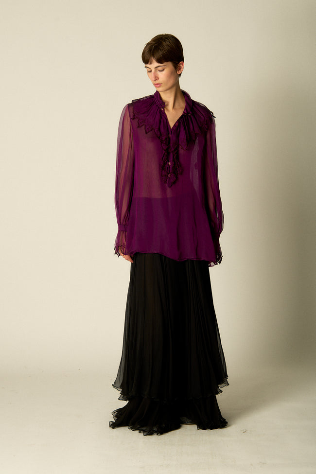 Ungaro Chiffon Aubergine Blouse - Desert Vintage