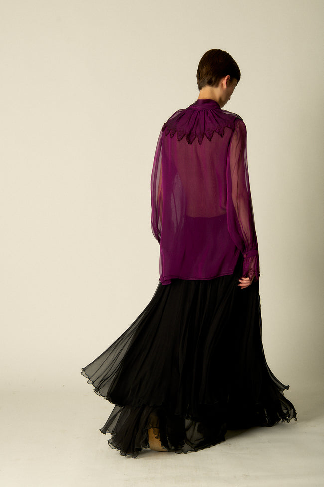 Ungaro Chiffon Aubergine Blouse - Desert Vintage