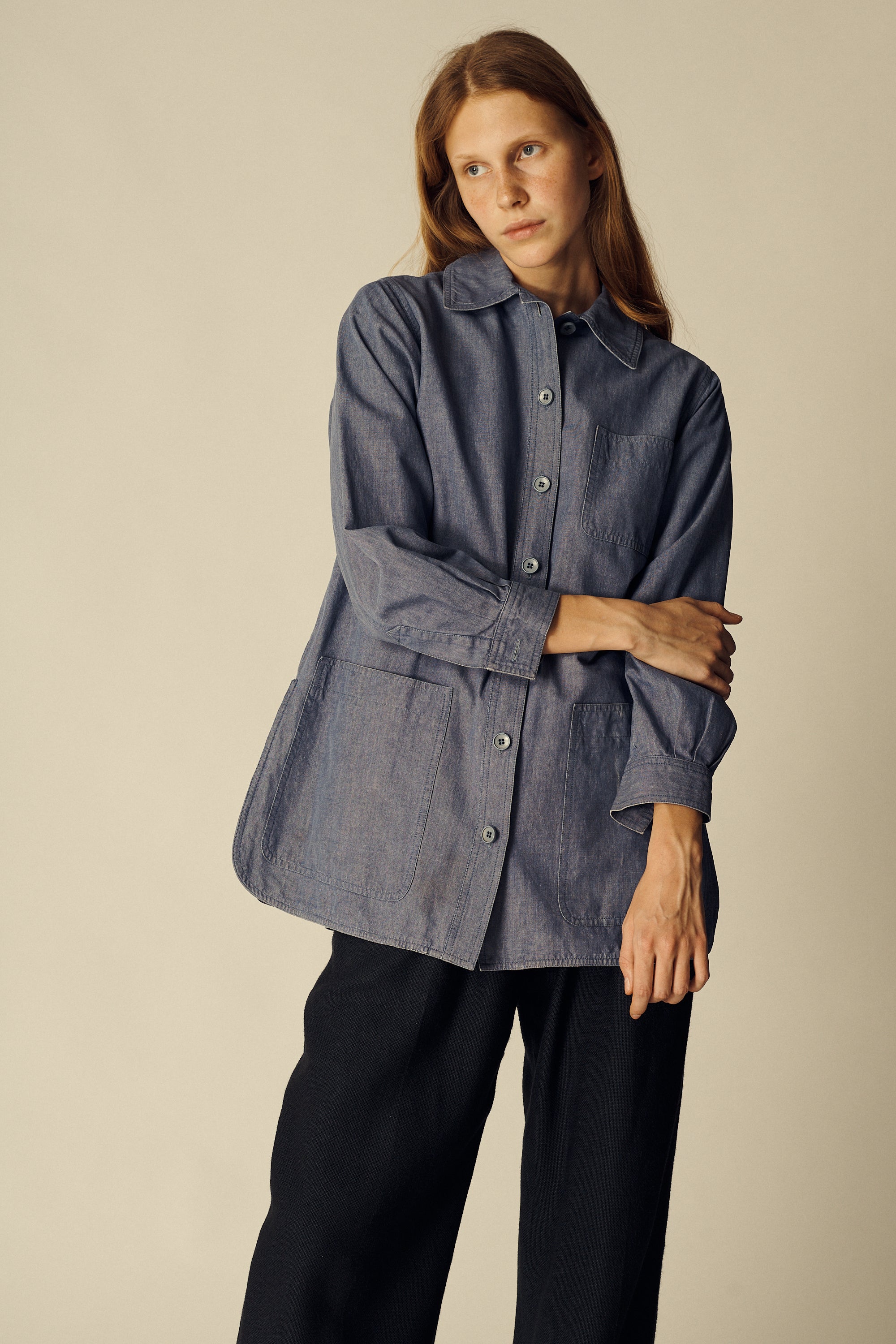 Ysl Chambray Smock Blouse - Desert Vintage