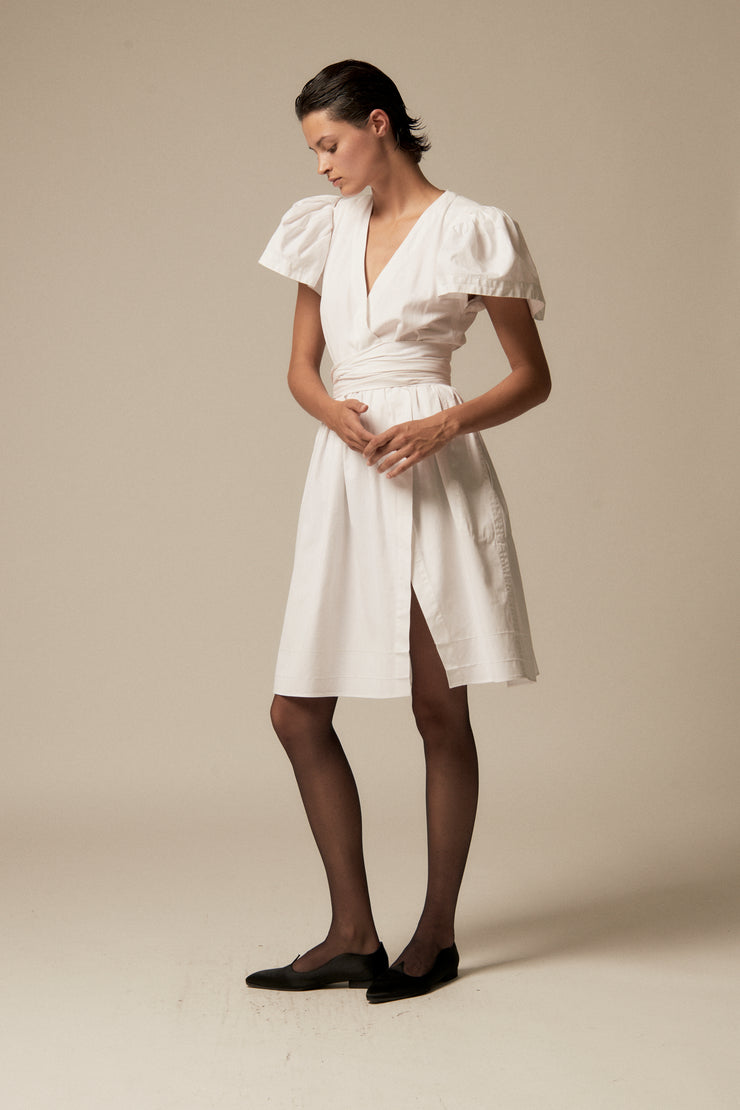 YSL Bone White Cotton Wrap Dress - Desert Vintage