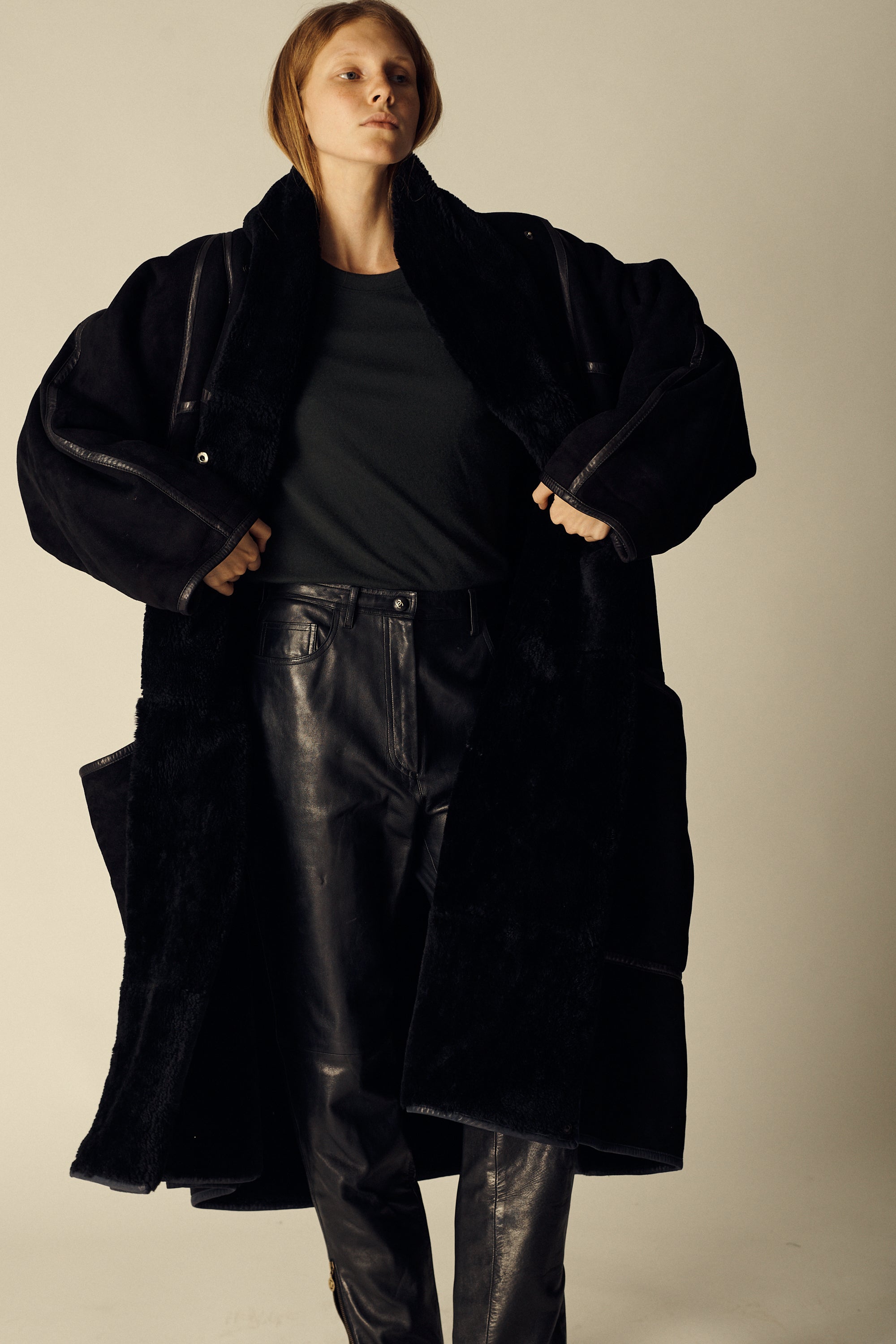 Anne Marie Beretta Black Shearling Coat - Desert Vintage