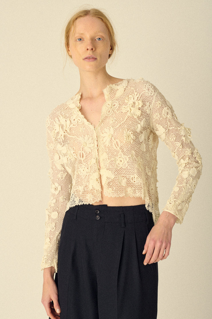 Ivory Crochet Cardigan - Desert Vintage