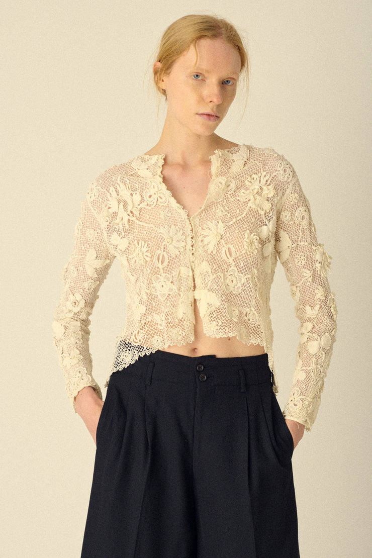 Ivory Crochet Cardigan - Desert Vintage