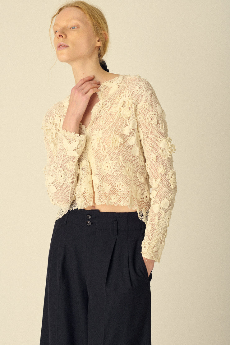 Ivory Crochet Cardigan - Desert Vintage