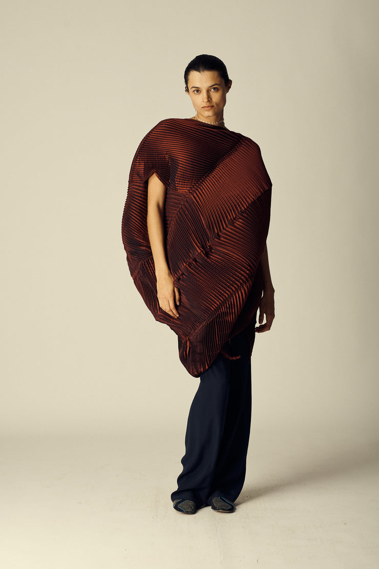 aw 2016 Issey Miyake Pleated Cocoon Tunic - Desert Vintage