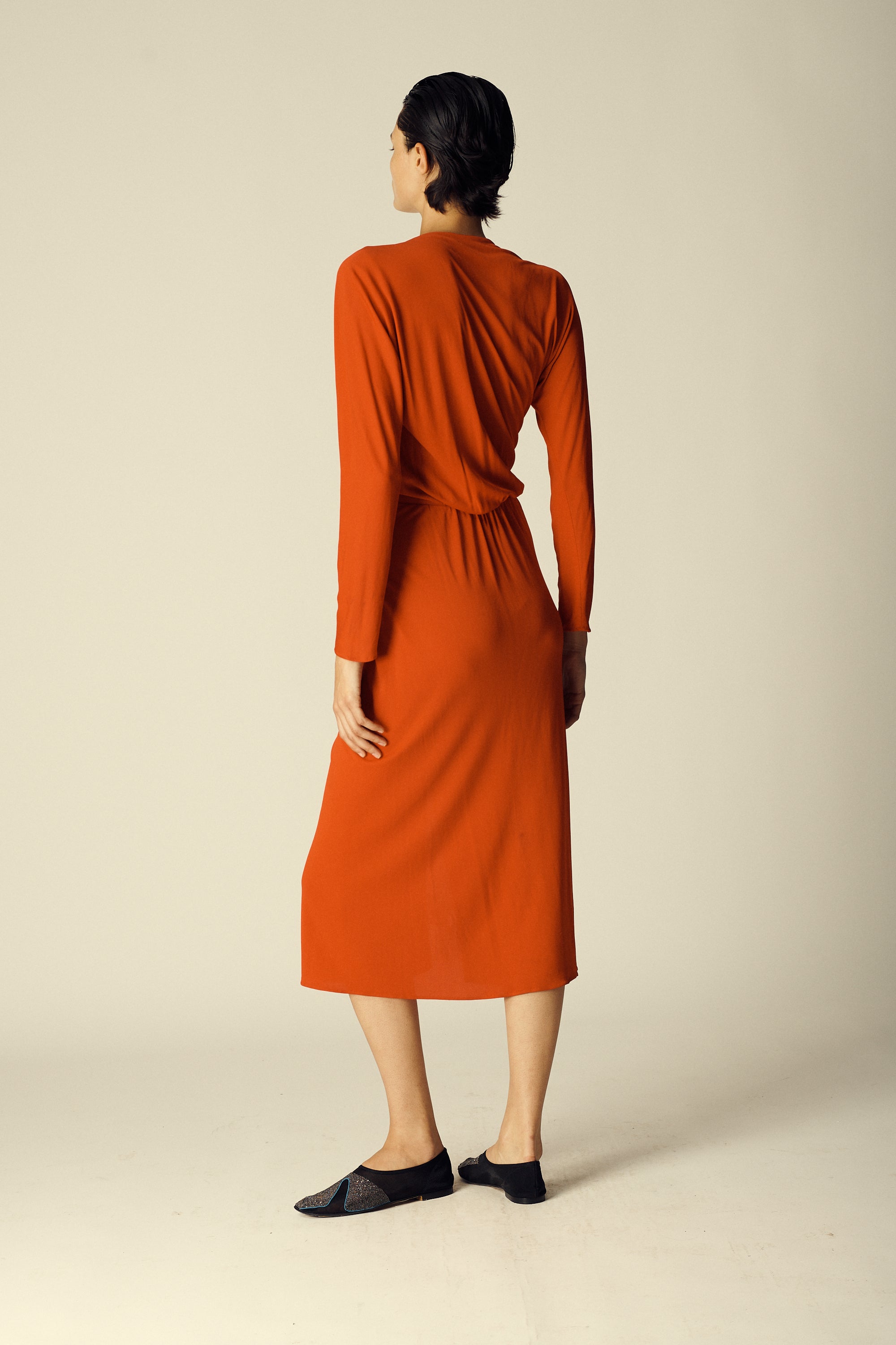 Tomato Red Halston Silk Jersey Dress - Desert Vintage