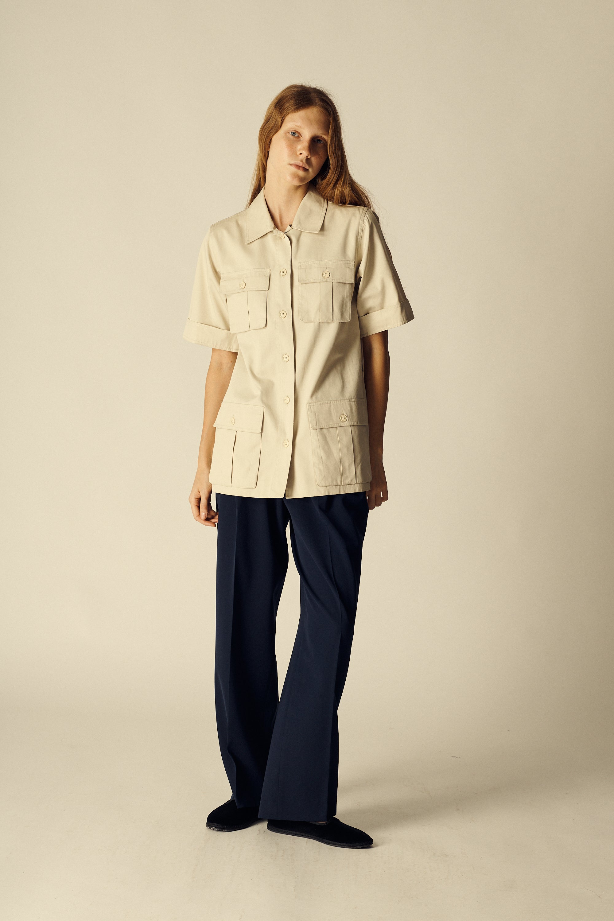 Ysl Cotton Flap Pocket Blouse - Desert Vintage