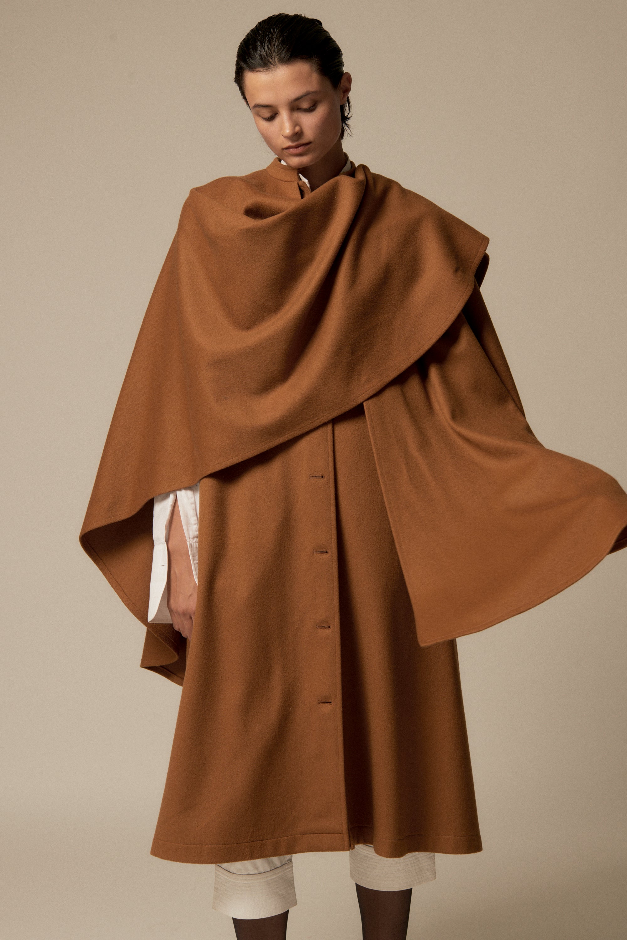 YSL Wool Cape Coat - Desert Vintage