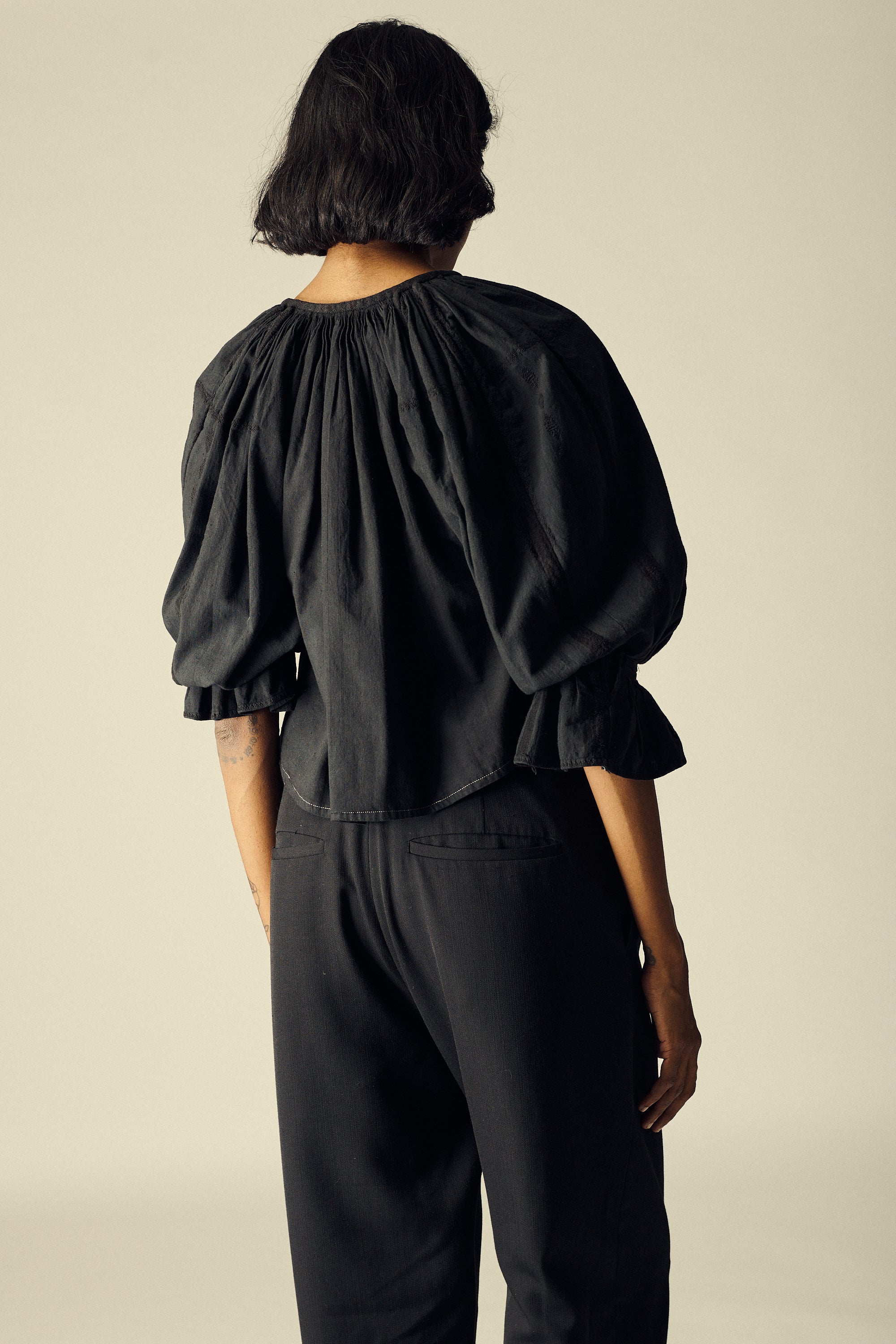 Black Overdye Folk Blouse - Desert Vintage