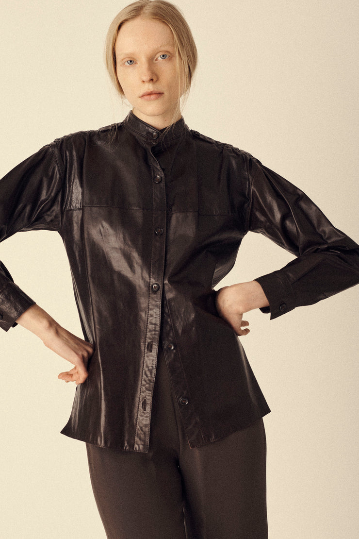 Brown Leather Shirt - Desert Vintage