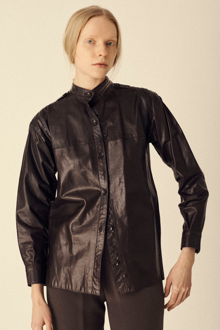Brown Leather Shirt - Desert Vintage