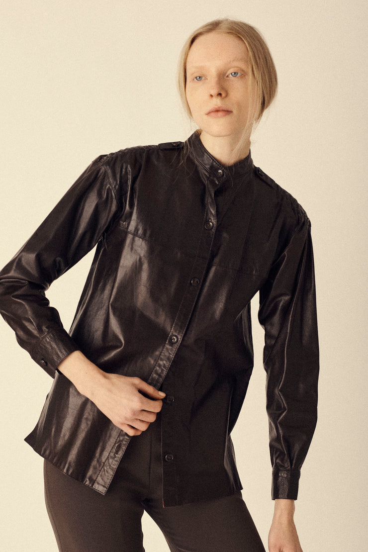 Brown Leather Shirt - Desert Vintage