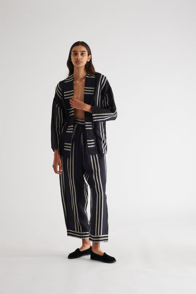 Italian Linen Striped Ensemble - Desert Vintage