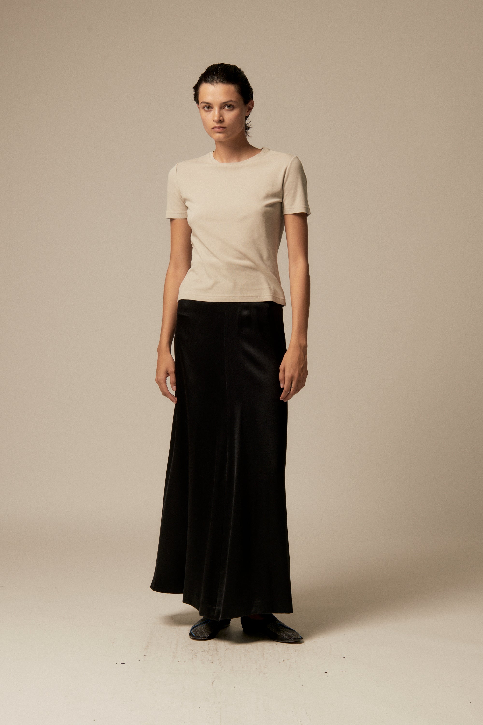 Black Silk Column Skirt - Desert Vintage