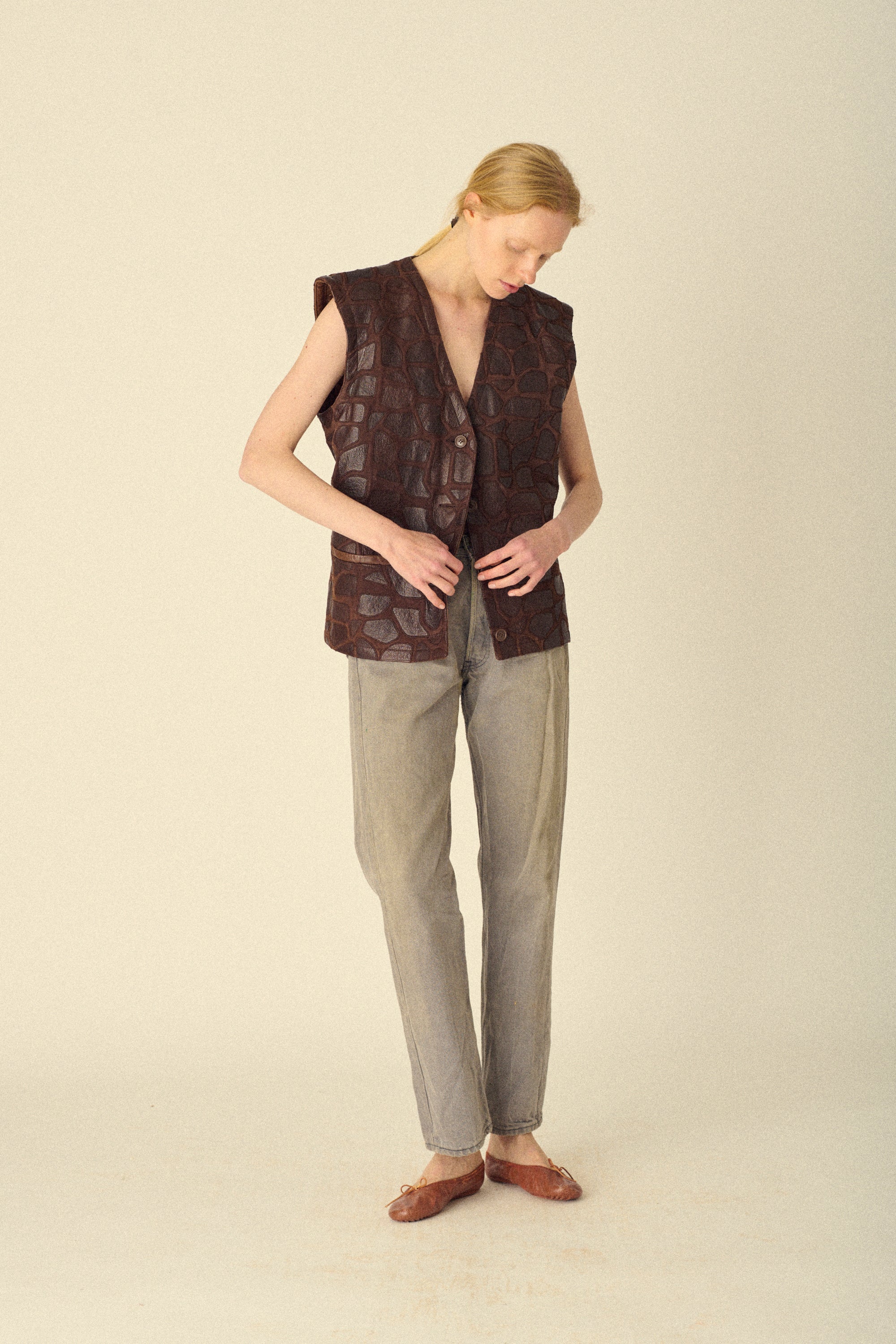 Valentino Patchwork Leather Vest - Desert Vintage