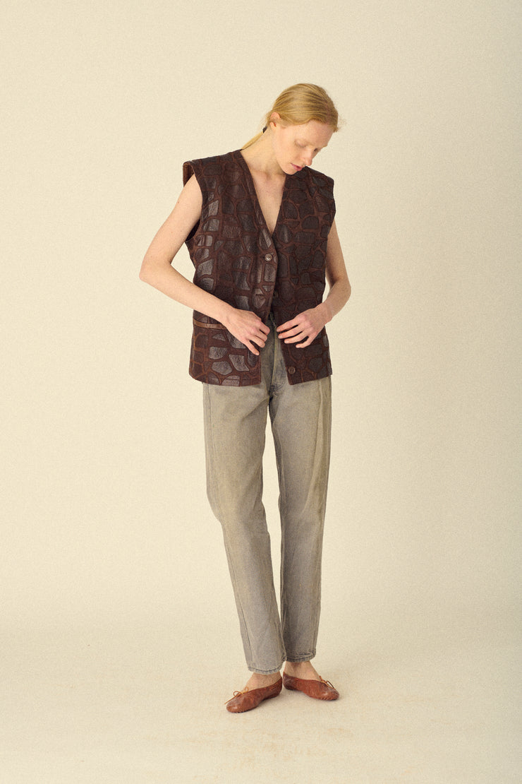 Valentino Patchwork Leather Vest - Desert Vintage