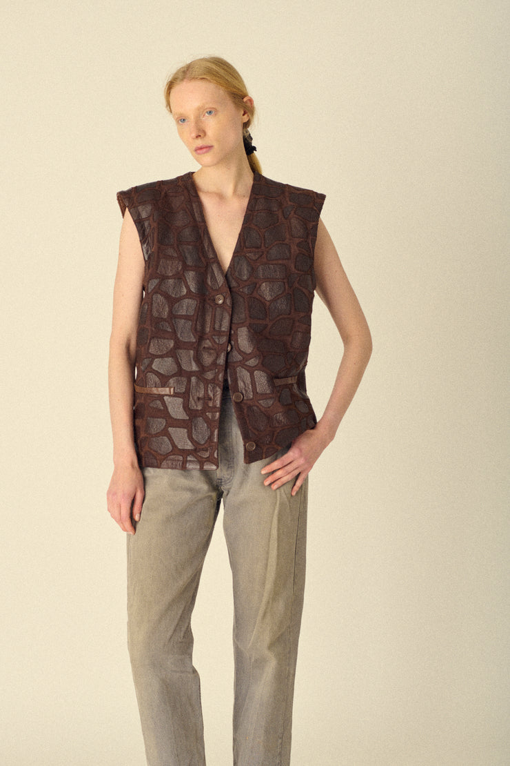 Valentino Patchwork Leather Vest - Desert Vintage