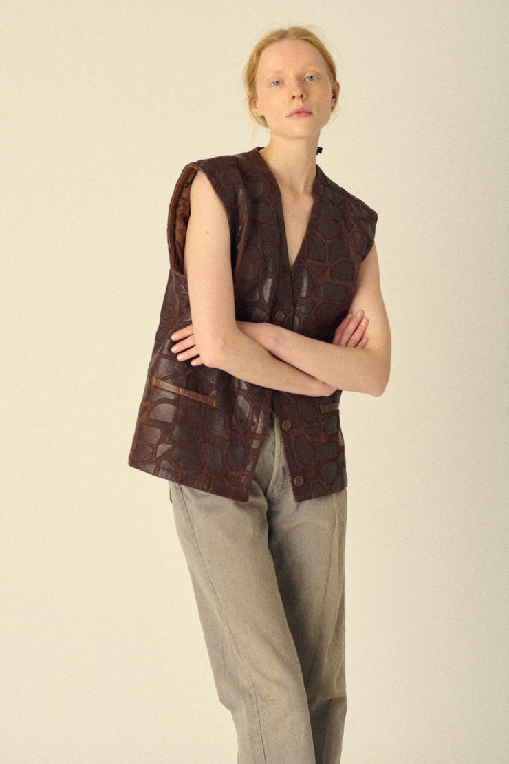 Valentino Patchwork Leather Vest - Desert Vintage