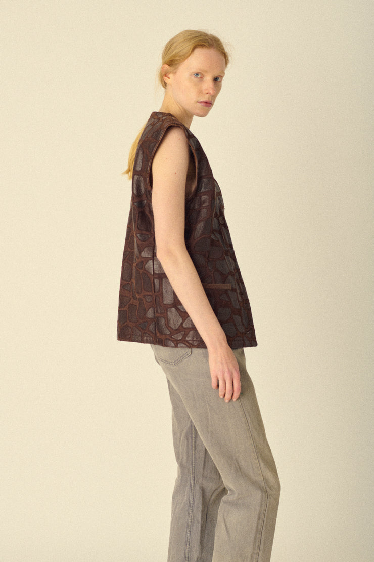 Valentino Patchwork Leather Vest - Desert Vintage
