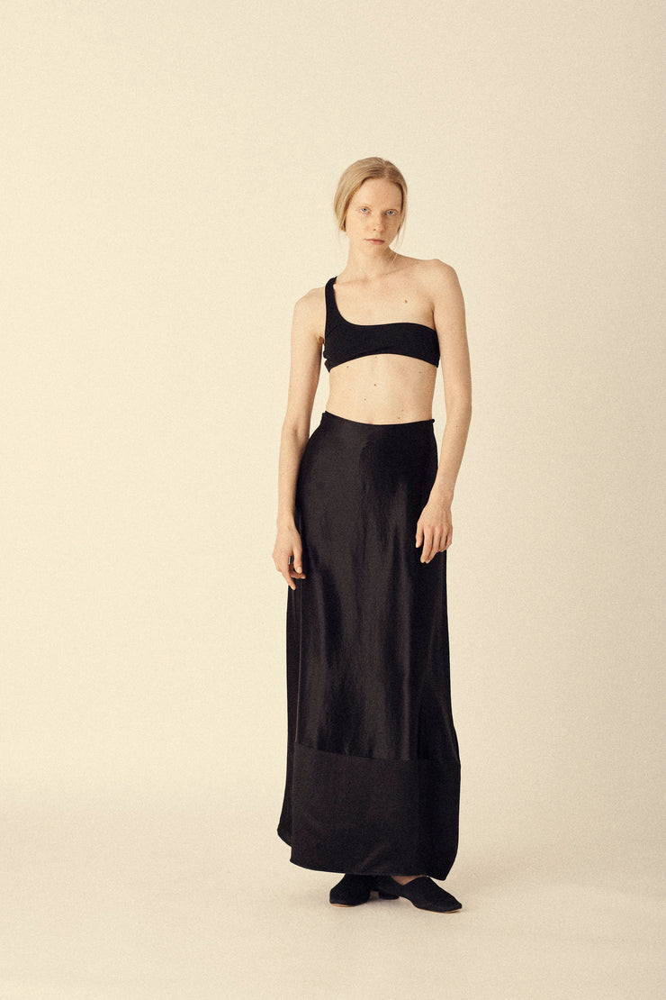 Black Satin Skirt - Desert Vintage