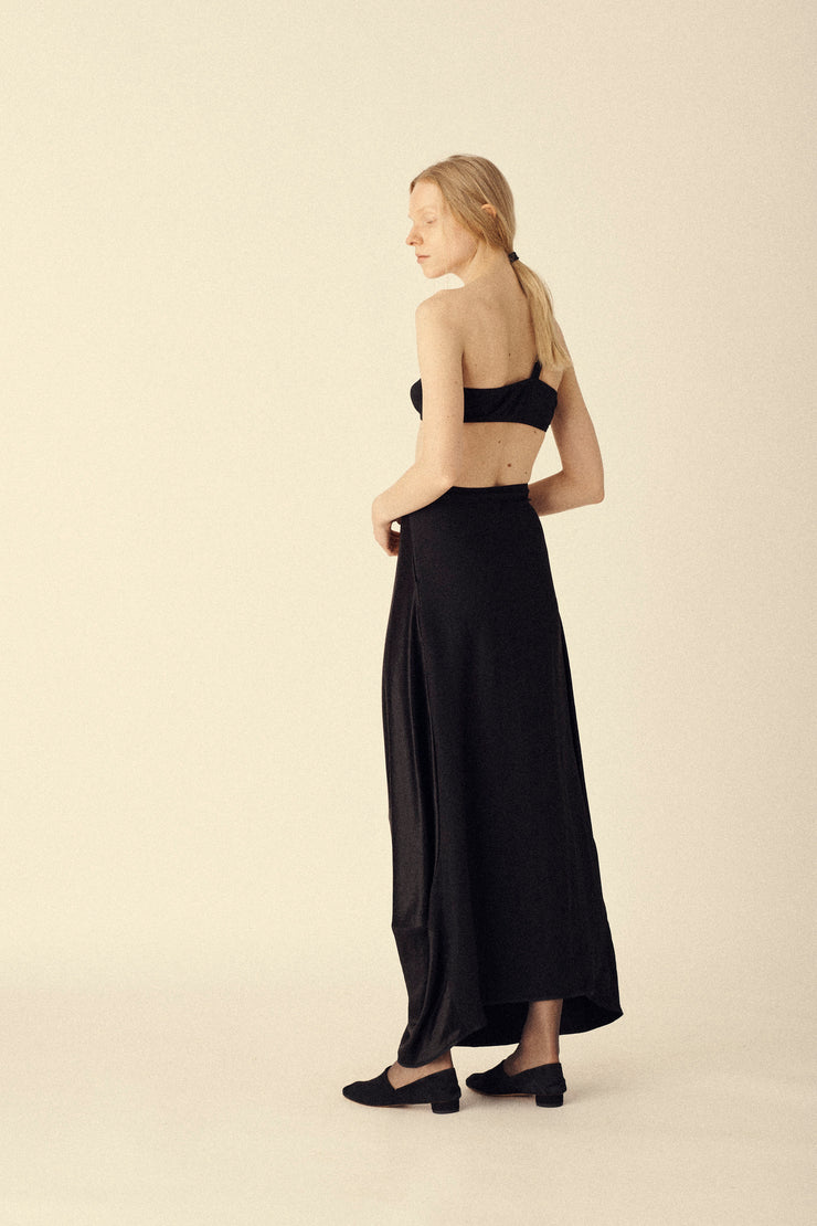 Black Satin Skirt - Desert Vintage