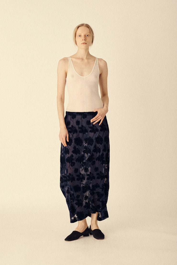 1996 CdG Navy Flocked Skirt - Desert Vintage