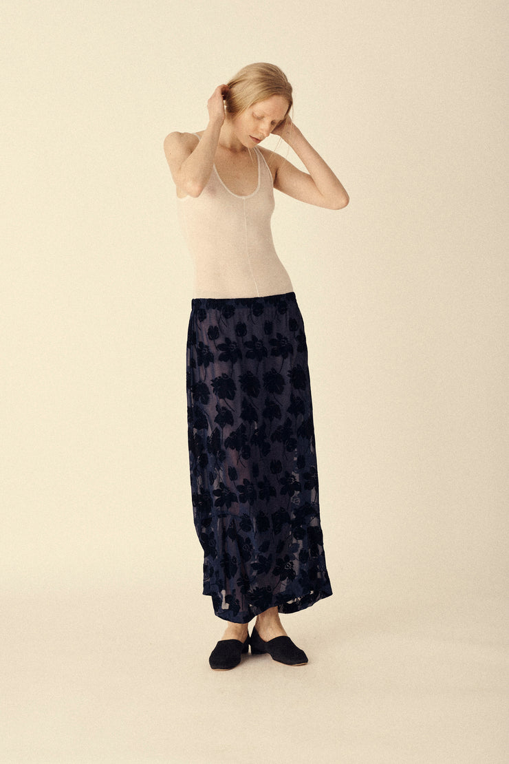 1996 CdG Navy Flocked Skirt - Desert Vintage