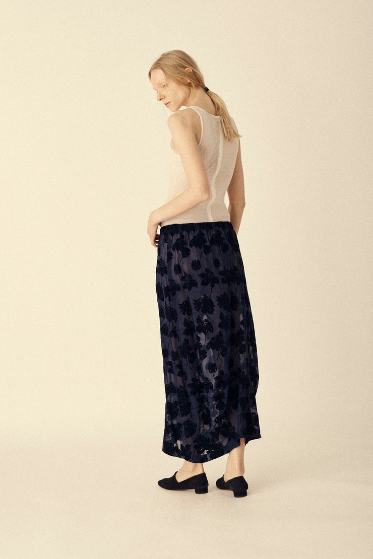 1996 CdG Navy Flocked Skirt - Desert Vintage