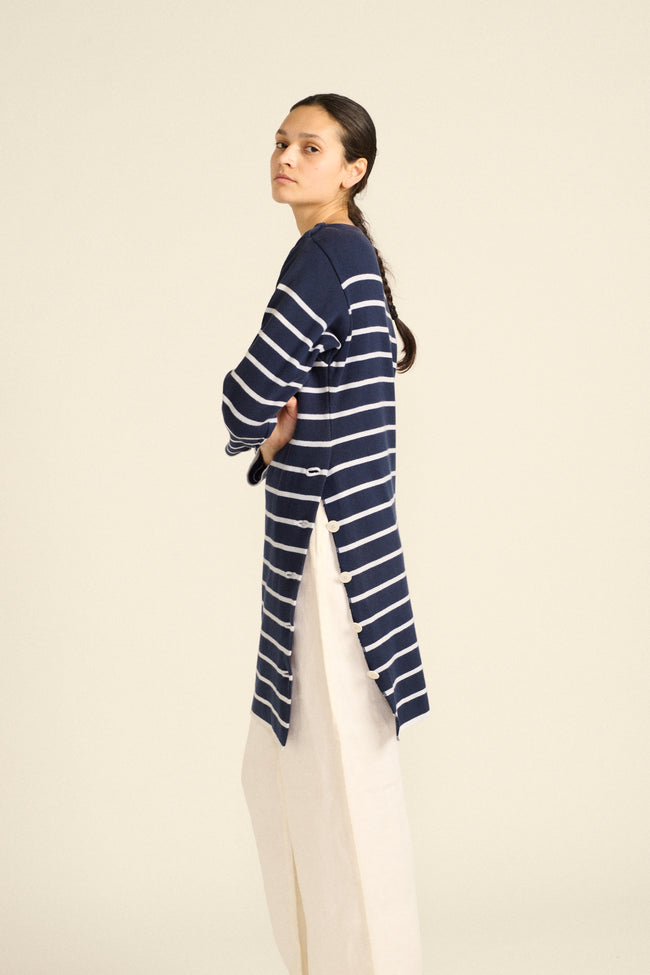 Ysl Blue Stripe Knit Blouse - Desert Vintage