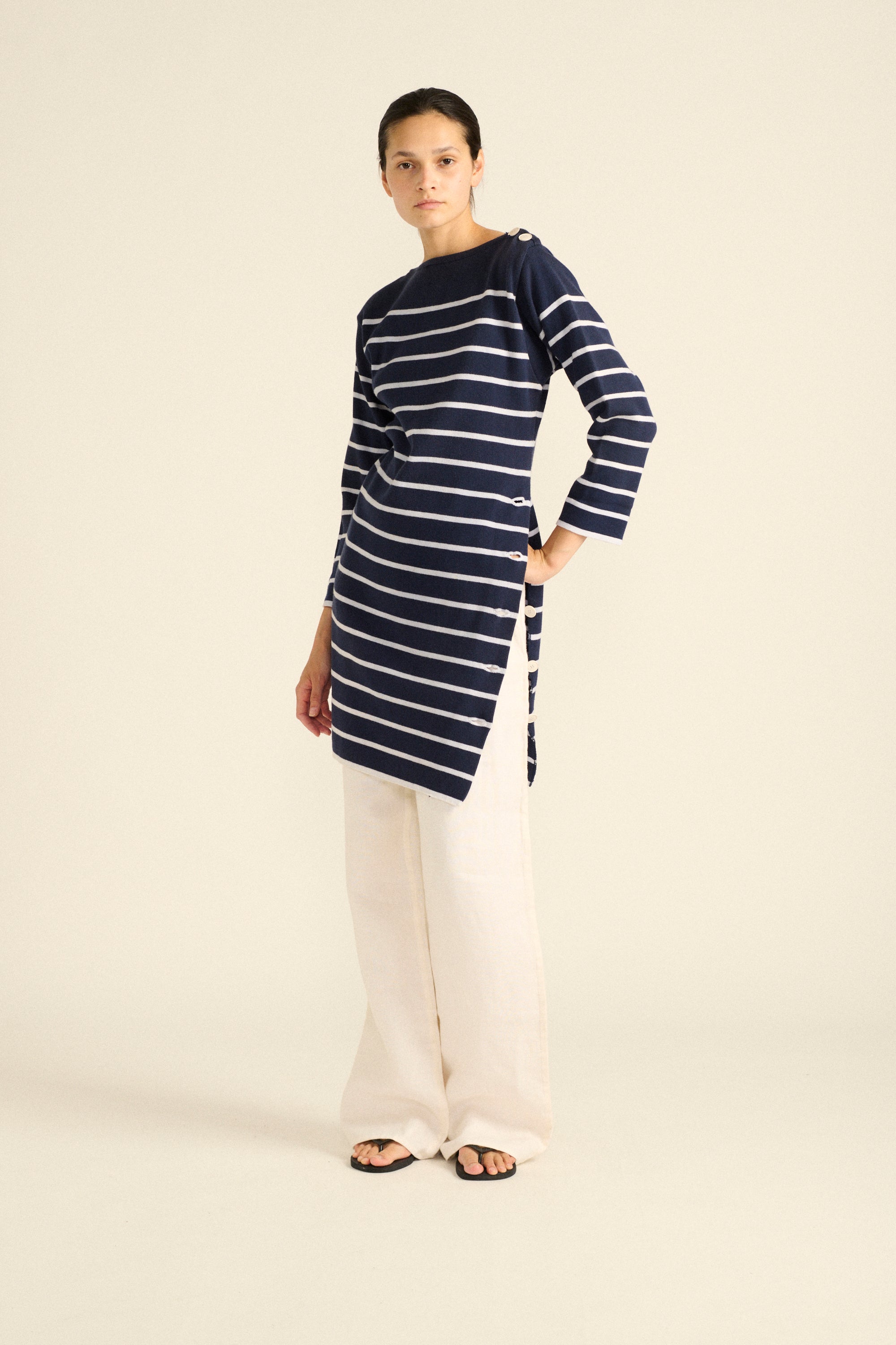 Ysl Blue Stripe Knit Blouse - Desert Vintage