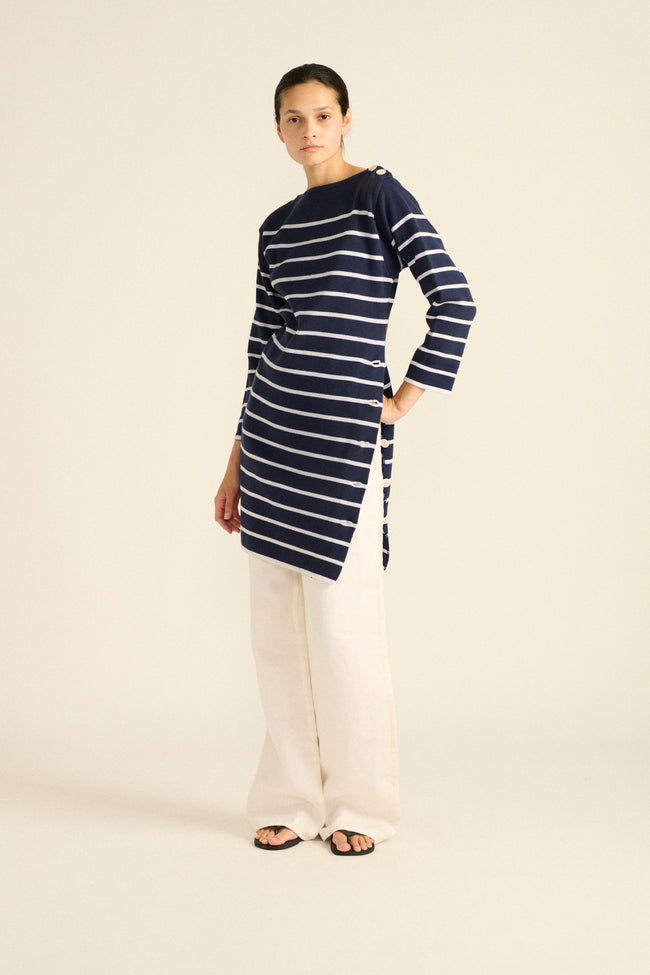 Ysl Blue Stripe Knit Blouse - Desert Vintage