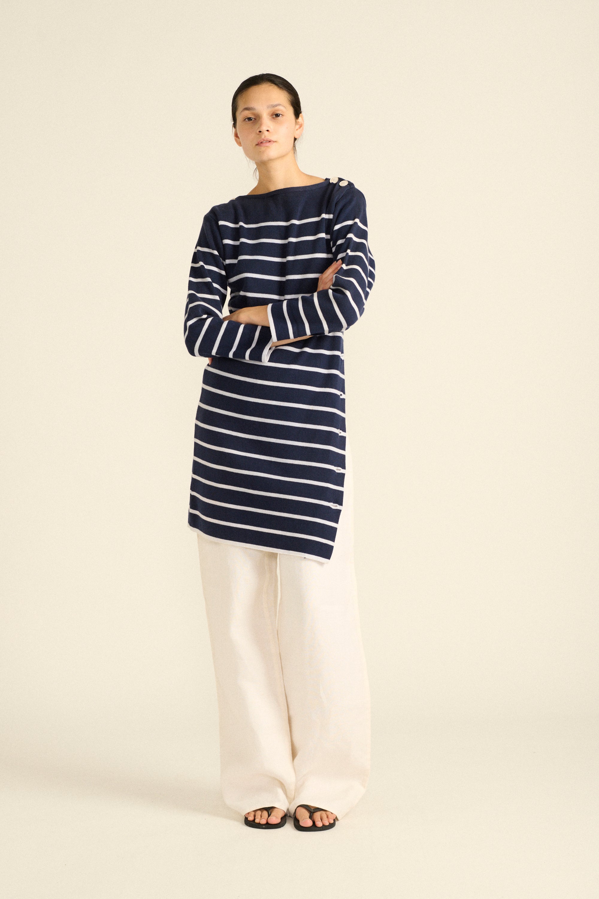 Ysl Blue Stripe Knit Blouse - Desert Vintage