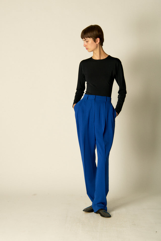 Céline Cobalt Silk Trousers - Desert Vintage