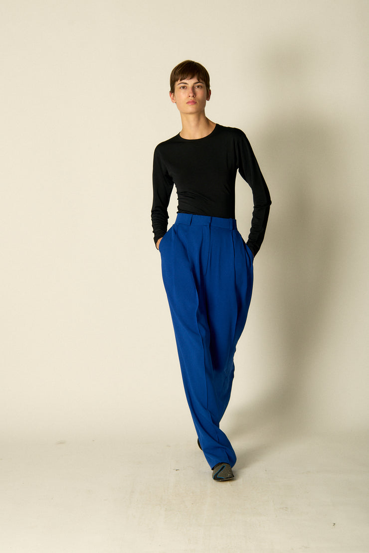 Céline Cobalt Silk Trousers - Desert Vintage