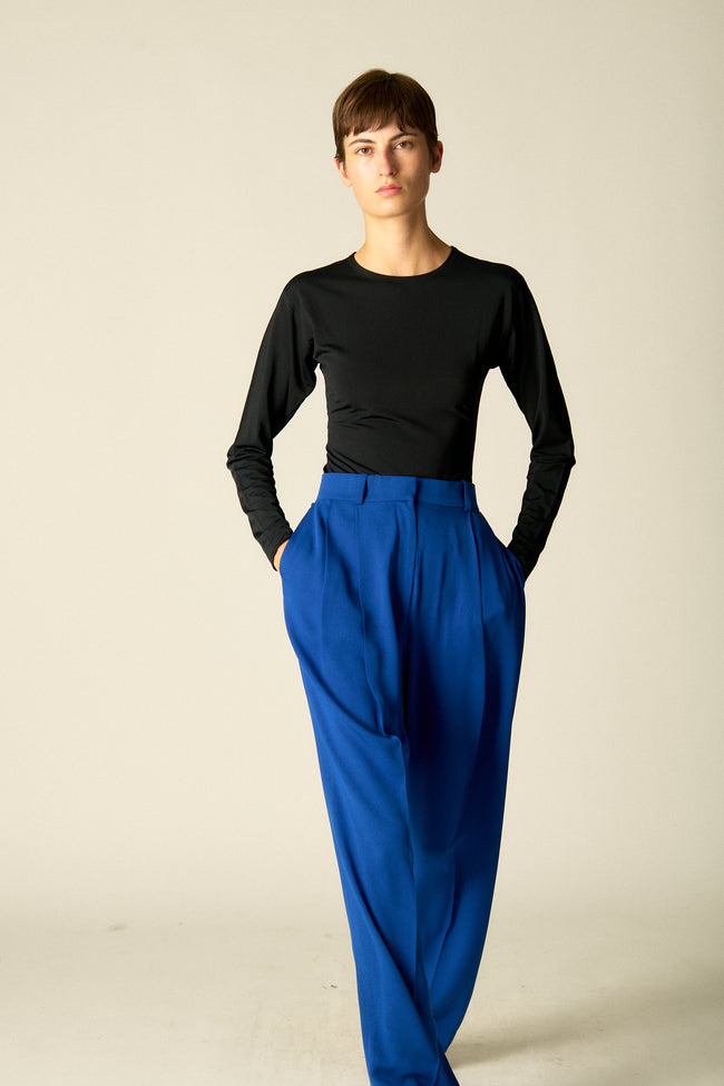 Céline Cobalt Silk Trousers - Desert Vintage