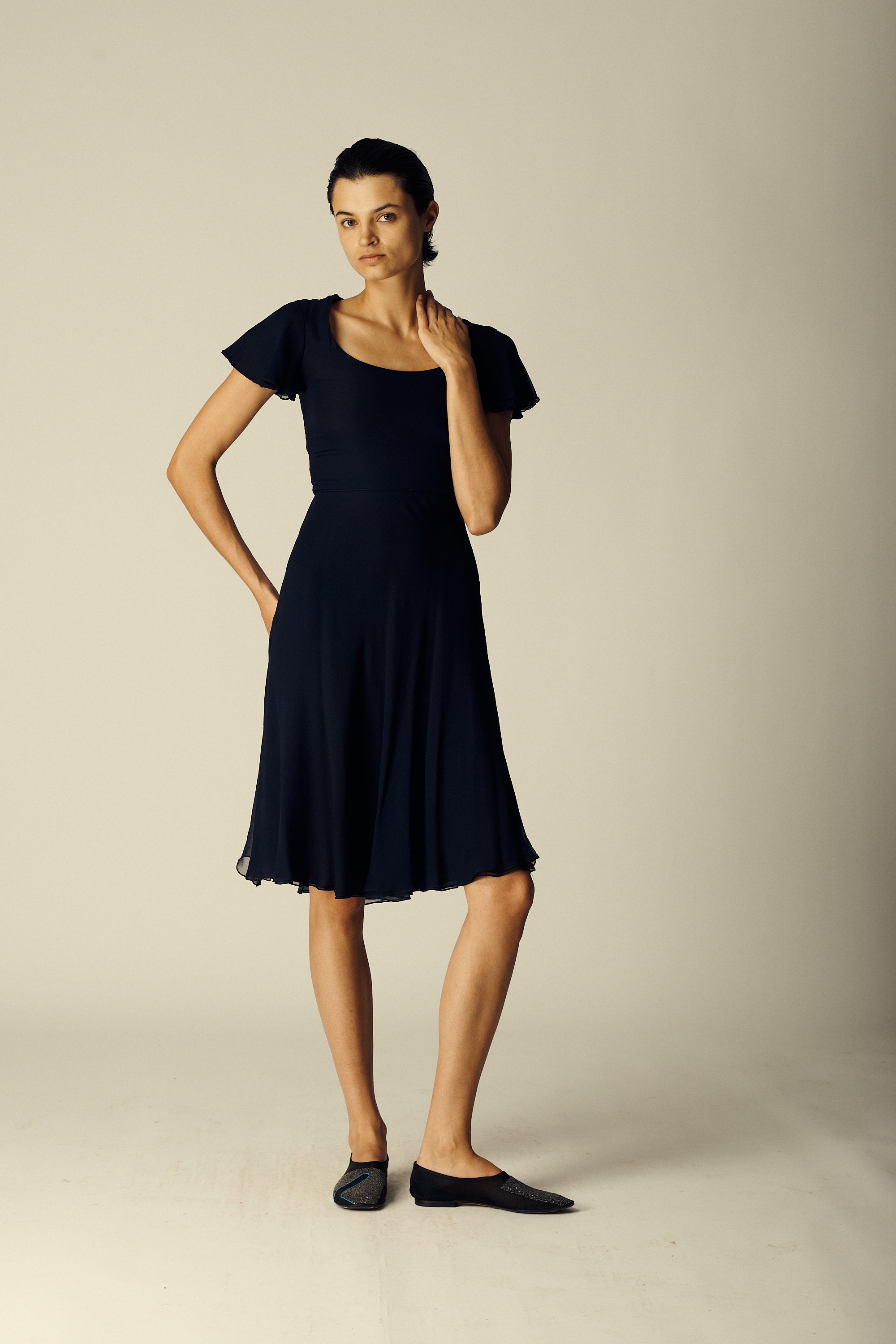 Halston Navy Silk Dress - Desert Vintage