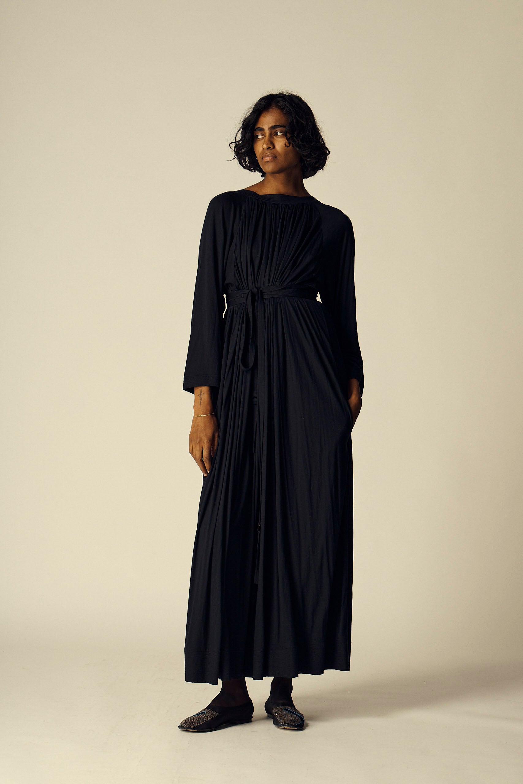 Geoffrey Beene Navy Jersey Gown - Desert Vintage