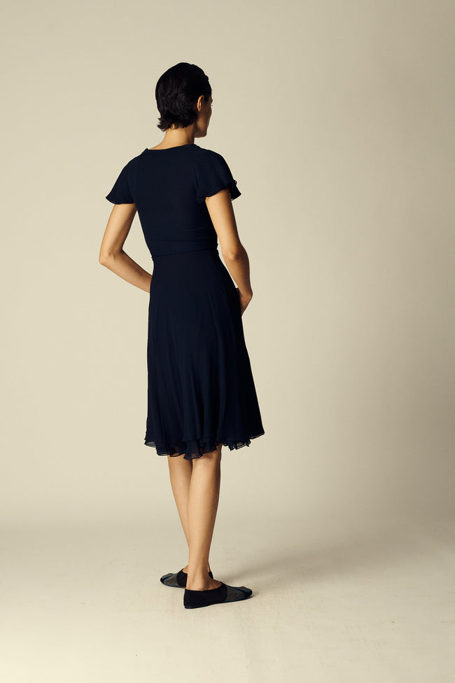 Halston Navy Silk Dress - Desert Vintage