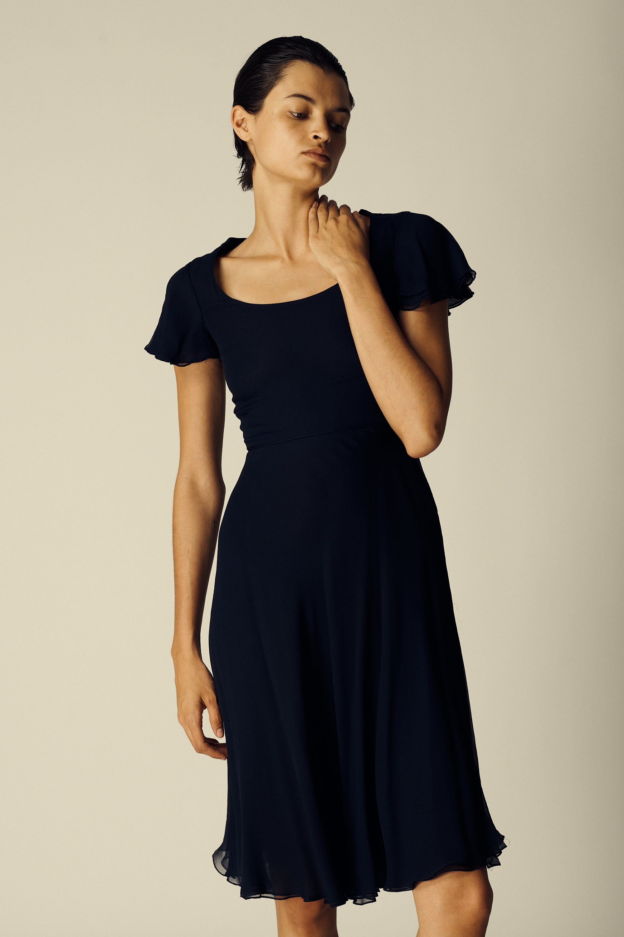 Halston Navy Silk Dress - Desert Vintage