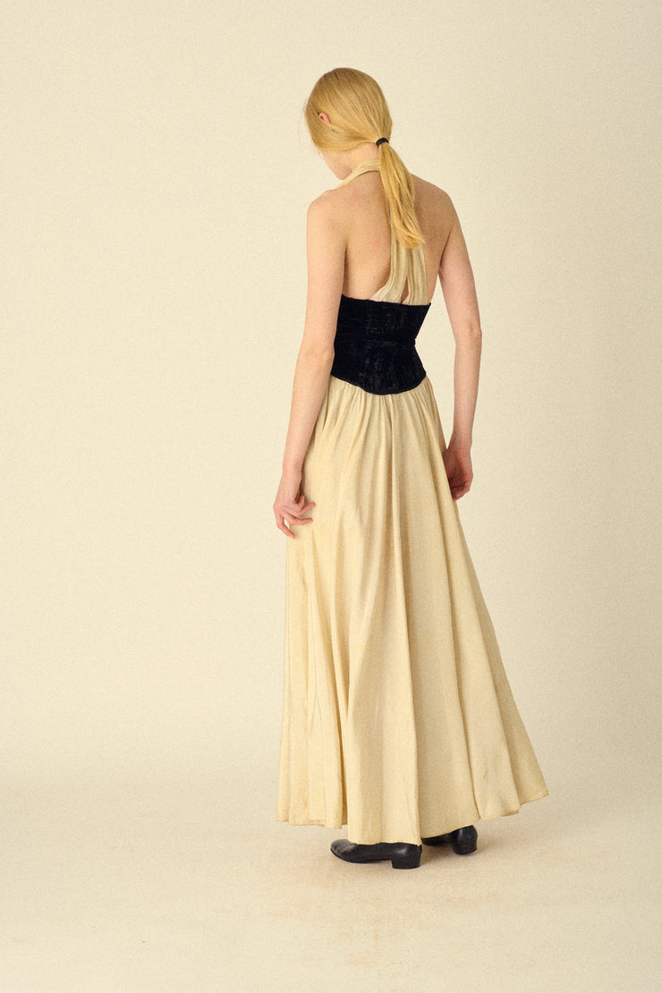 1930s Cream and Black Evening Gown - Desert Vintage