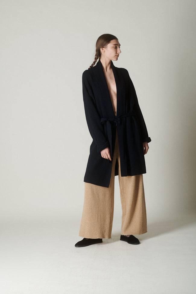 Tie Waist Navy Coat - Desert Vintage