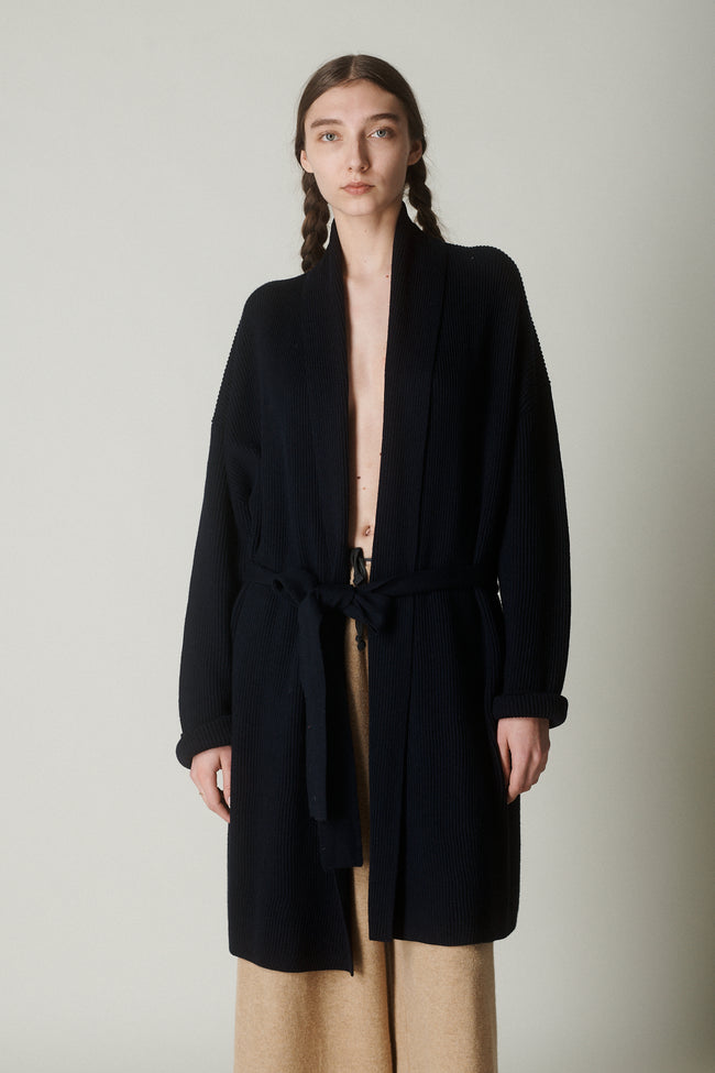 Tie Waist Navy Coat - Desert Vintage