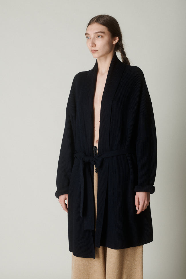 Tie Waist Navy Coat - Desert Vintage