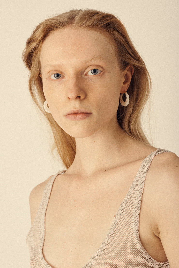 Vintage Carved Opal Hoops - Desert Vintage