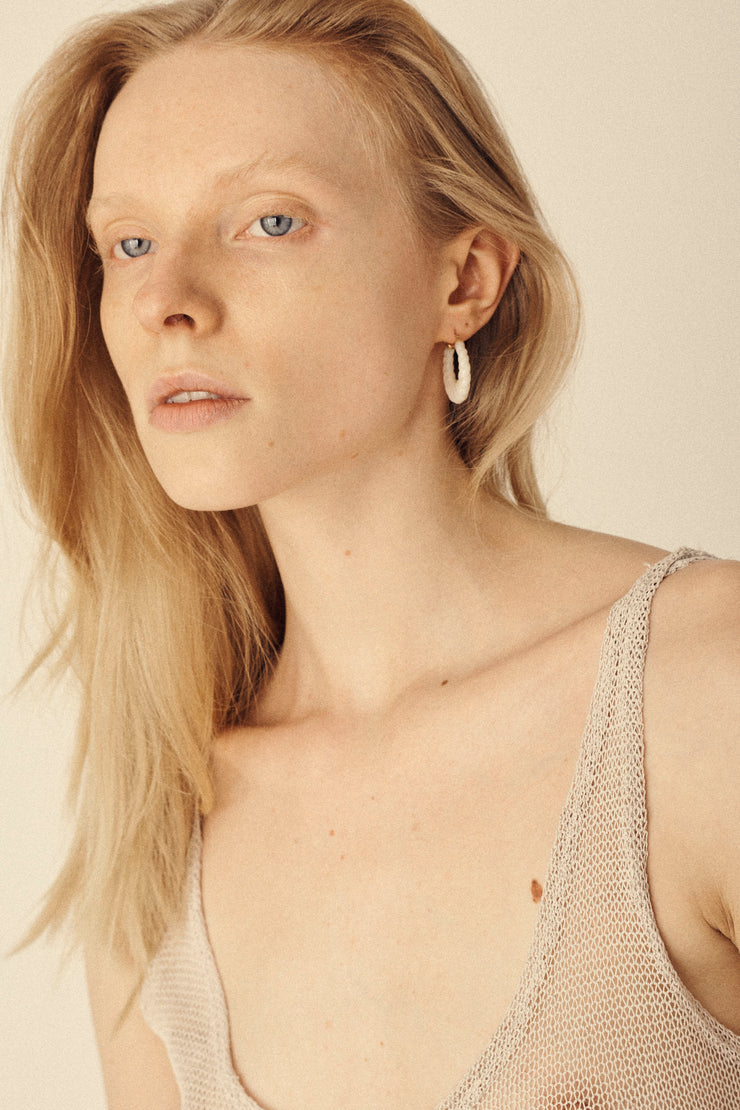 Vintage Carved Opal Hoops - Desert Vintage
