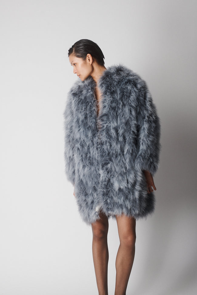 YSL Ostrich Feather Coat - Desert Vintage