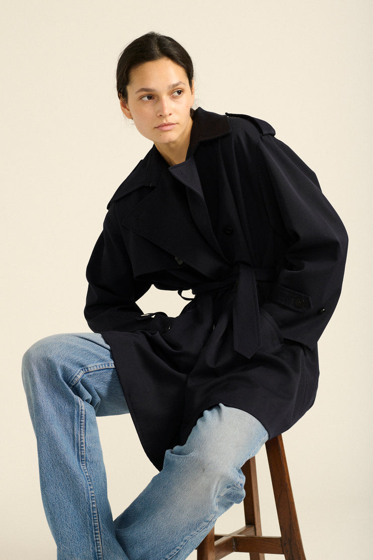 Issey Miyake Navy Trench - Desert Vintage