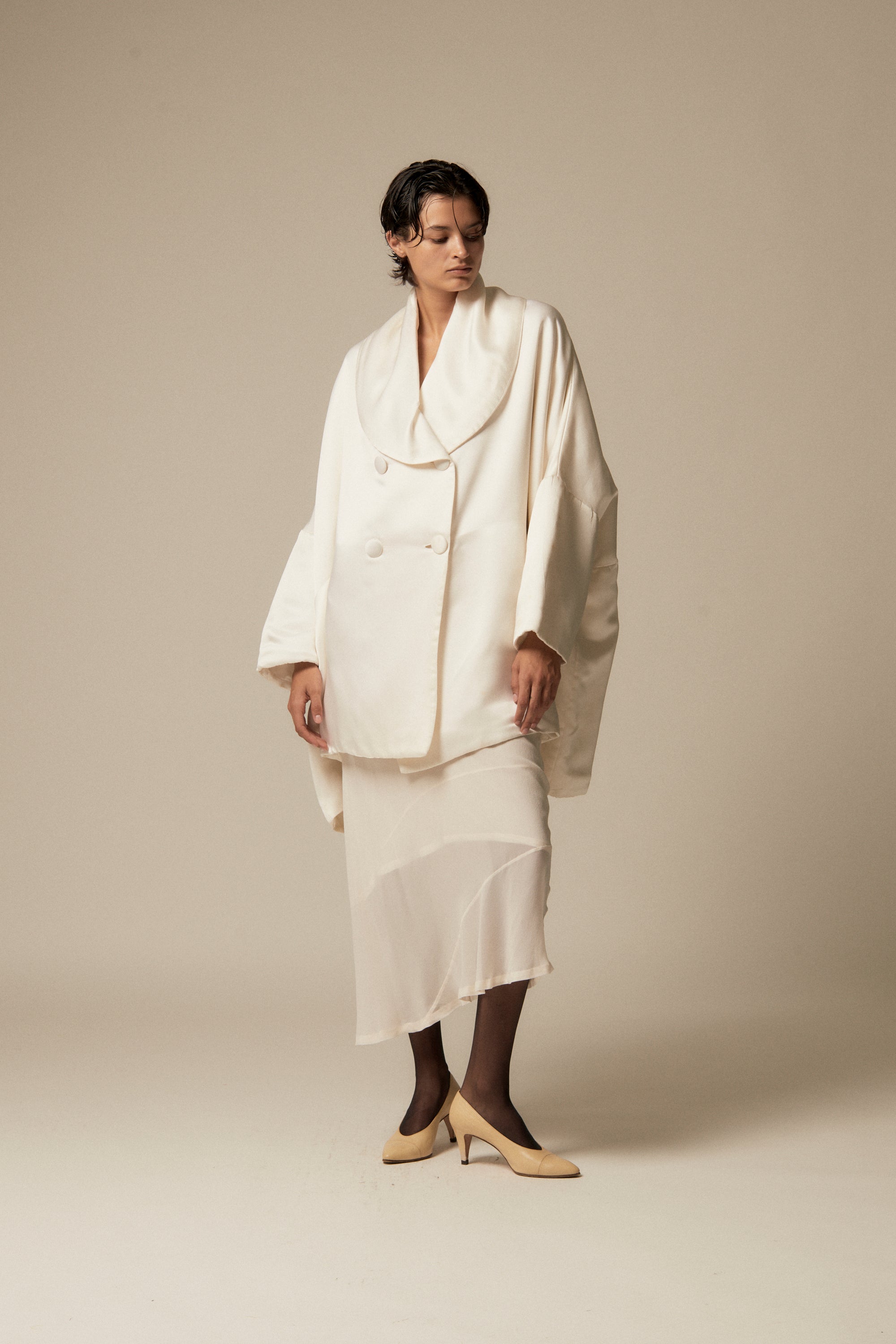 1990s Dolce and Gabbana Ivory Evening Coat - Desert Vintage