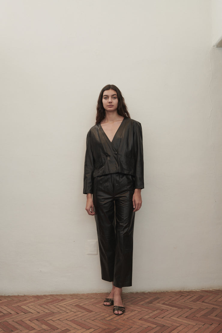 Vintage Leather Cropped Coat - Desert Vintage