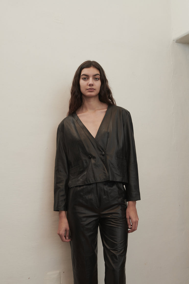 Vintage Leather Cropped Coat - Desert Vintage